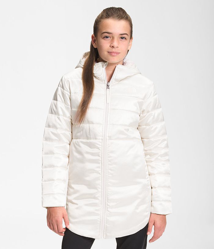 The North Face Girls Jacket Printed Reversible Mossbud Swirl Parka 513EFNQBS - White